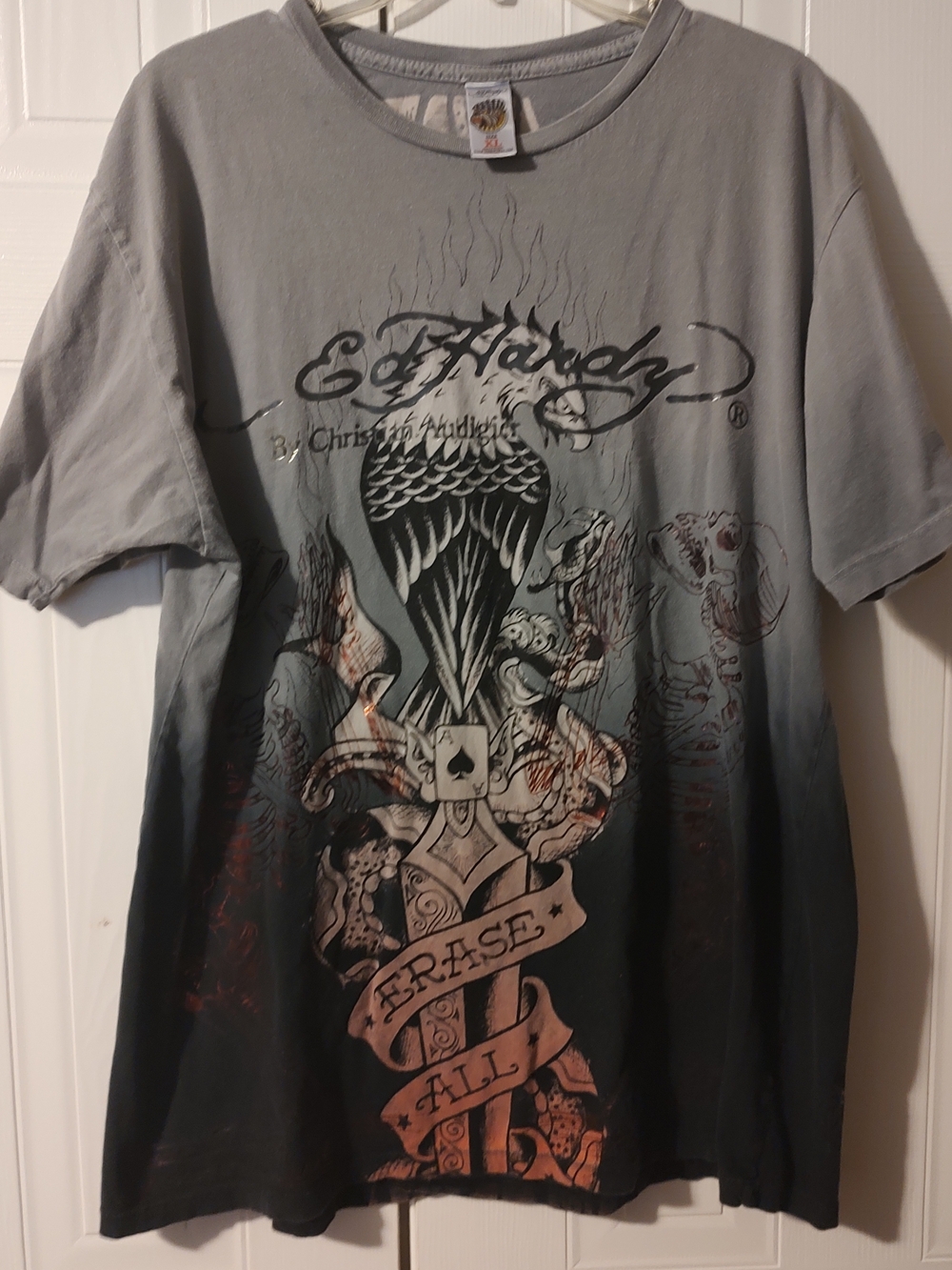 CHRISTIAN AUDIGIER Vintage Ombre Erase All FEARS T-Shirt w/ Graphics X LARGE XL